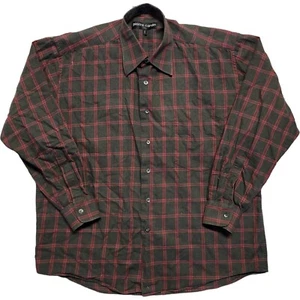 Pierre Cardin Dress Shirt Mens Medium Gray Plaid Button Down Long Sleeve Cotton - Picture 1 of 5