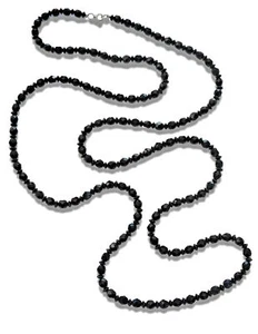 Collana di perline NERO SPINELLO extra lungo 54 in rondella sfaccettata e disco - Foto 1 di 6