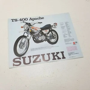 1975 Suzuki TS-400 Apache TS-250 Savage Sales Brochure Advertising 8.5x11 single - Foto 1 di 4