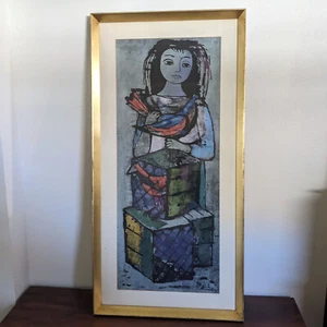 Steinlauf Serigrafía Arte México Años 30 Realismo Social Niña con Pájaros - Imagen 1 de 14