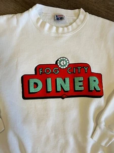 Fog City Diner San Francisco Blanco Vintage Hecho EE. UU. Cuello Redondo Sudadera XL - Imagen 1 de 6