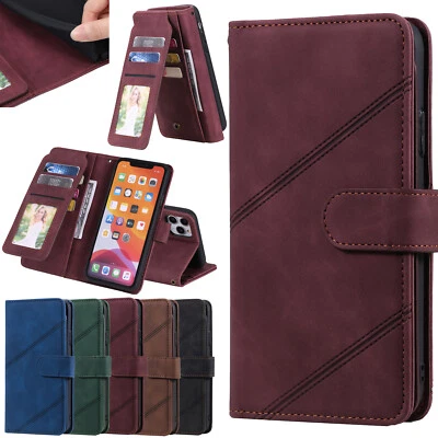 Flip Leather Wallet Case Coover For iPhone 14 13 12 11 Pro Max iPhone 15 16 Pro - Image 1 of 4