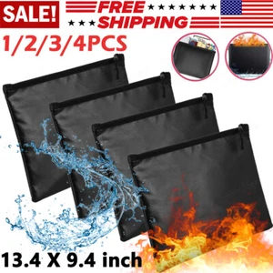 2000℉ Fire Proof Money Bag Fireproof Document Pouch Waterproof Safe Cash Large - Picture 1 of 14