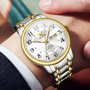 OLEVS Brand Quartz Watch Calendar Stainless Steel Business Wristwatches - Picture 1 of 27