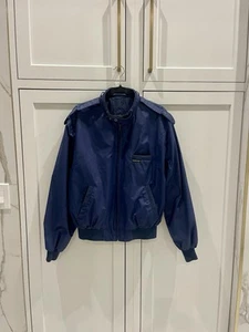 Vintage Members Only Bomber Jacket Size 44 Navy Blue 80s Style Zip Up Nylon Coat - Picture 1 of 7