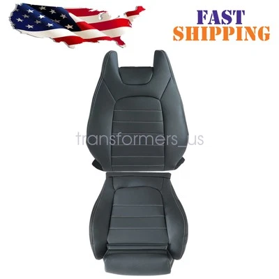 For 2015-2021 Mercedes Benz C250 C300 Passenger Bottom & Top Seat Cover Black - Image 1 of 4