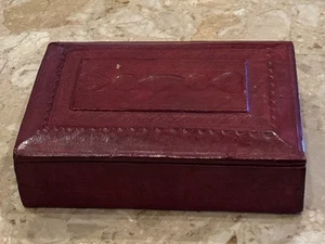 Caja de baratijas de almacenamiento de joyas de cuero vintage 4x6,5x1,5" - Imagen 1 de 5