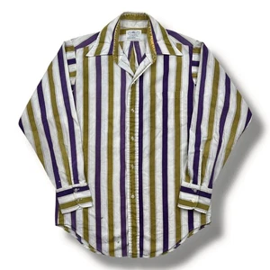 Vintage 50s Penney’s Towncraft Striped Rayon Button Down Shirt Sanforized Large - Bild 1 von 5