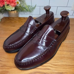 Allen Edmonds Kenwood Penny Loafer Mens 12 E Burgundy Leather Moc Boat Shoe - Picture 1 of 22