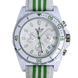 Adidas Chronograph Sports Watch White Green Quartz Unisex Athletic - Picture 1 of 9