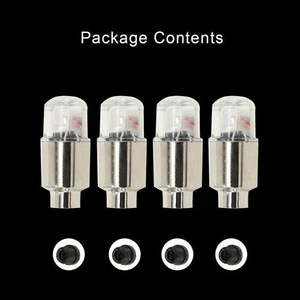 4PCS Neon LED Wheel Tyre Tire Air Valve Stem Cap Light Lamp For Car Bike Bicycle - Picture 1 of 12