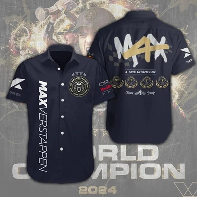 redbull F1 button down Shirt, max verstappen 4 times champion, hawaiian top - Image 1 of 2