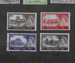 GB 1963 QEII CASTLE "HIGH VALUE" SET WATERMARK MULTIPLE CROWNS FU SG595a-598a - Bild 1 von 2
