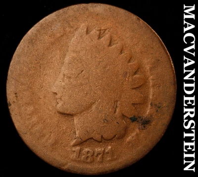 1871 Indian Head Cent - Scarce  Semi-key  Better Date  No Reserve  #F9132 - Image 1 of 2