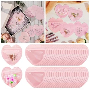 100Pcs Small Heart Zipper Jewelry Bag Resealable Gifts Packaging Pouch Cookies - Picture 1 of 11