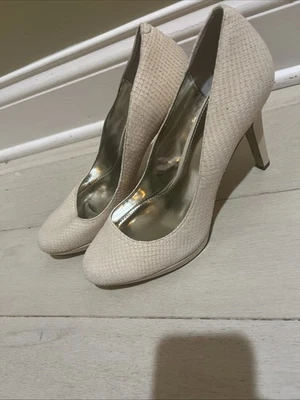 Alfani Mujer Tacones Altos Plataforma Pitón Crema Beige Cuero 11 Foto 1 de 4