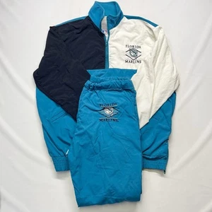 Giacca a vento baseball vintage anni 90 MLB Florida Marlins Teal Track Suit uomo XL RARA - Foto 1 di 24