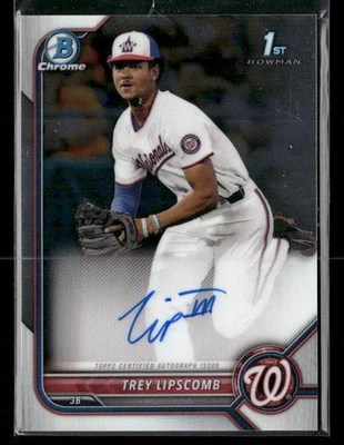 2022 Bowman Draft Chrome Draft Pick Autographs #CDA-TLB Trey Lipscomb Nationals - Image 1 of 2