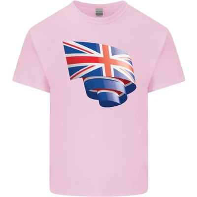 Curled British Flag Union Jack Britain Kids T-Shirt Childrens - Image 1 of 4