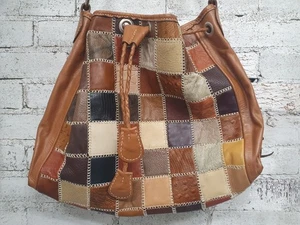 Bolso Cartera Boho Bandolera Vintage Retazos 100% Cuero Gamuza Forro Hippy Retro - Imagen 1 de 23