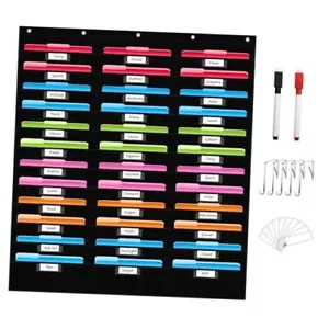 REGELETO 36 Pockets File Storage Pocket Chart with 36 Nametag Pockets, Hanging - Picture 1 of 8