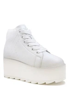 YRU Lala White Hi Top Gothic Punk Raver Festival Kawaii Platforms Sneakers - Picture 1 of 5