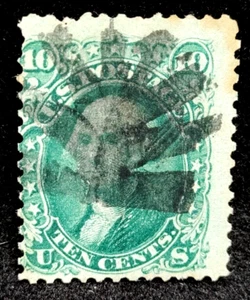 MATT'S STAMPS SCOTT #96 USED GREEN 10-CENT GEORGE WASHINGTON, F-GRILL, CV$250 - Picture 1 of 3