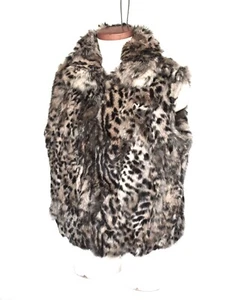 Adrienne Landau Leopard Print Rabbit Fur Vest Womens Size L - Picture 1 of 9