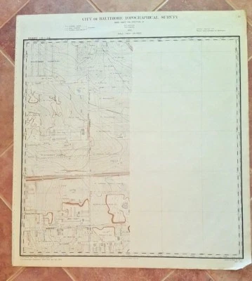 Mapa ANTIGO/Cidade de Baltimore Topog. Survey/1897- Área do cemitério de Baltimore - Imagem 1 de 4