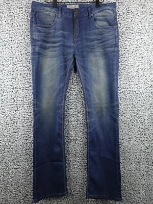 DPSR Korean Denim Jeans 34x32 Whiskered Faded Slim Straight Zip Pocket Y2K Biker - Image 1 of 4