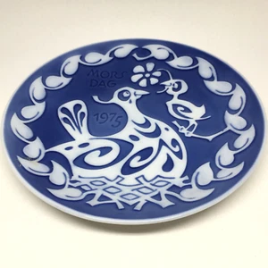 Mors Dag Mothers Day Collector Plate Royal Copenhagen Delft Blue Hen Chick 1975 - Bild 1 von 11