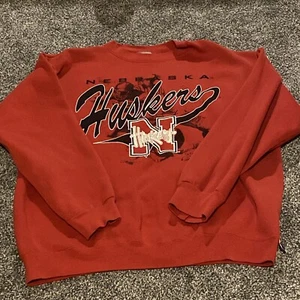 VTG 90s Logo7 Nebraska Huskers Sweatshirt Men’s XL Pit To Pit 25 Inches - Picture 1 of 6