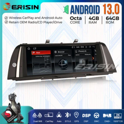 10.25" 64GB Android 13 Autoradio GPS Wifi CarPlay BT5.0 BMW Serie 5 F10/F11 NBT - Imagen 1 de 4
