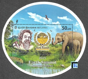 Sri Lanka Stamps 2025, Earth Summit, Elephants, Indigenous, ODD, Round, MS - Picture 1 of 1