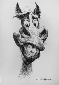 Original drawing with black marker. funny horse. minimalist illustration art - Picture 1 of 10