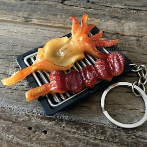 Grilled Fish or Squid & Shish kabob Japanese Hibachi Simulated Food Keychain - Picture 1 of 6