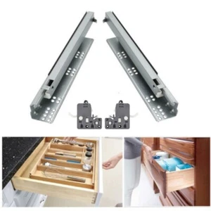 Pair Soft Close Drawer Runners Slider Concealed Undermount Full Extension Runner - Picture 1 of 17