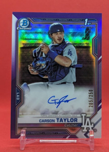 Carson Taylor - 2021 Bowman Chrome  Purple 1st Refractor Auto #/250
