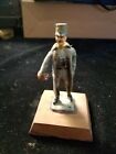 Vintage Lead All Metal Miniature French Military Soldier on Wooden Base 