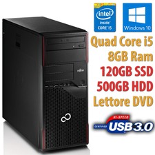 PC COMPUTER DESKTOP RICONDIZIONATO QUAD CORE i5 8GB SSD 120GB HDD 500 WINDOWS 10