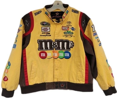 BOYS YOUTH NASCAR JACKET JEFF HAMILTON DESIGN M&M'S YELLOW KYLE BUSCH YOUTH 2XL  - Image 1 of 4
