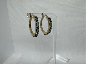 10 Karat Gelbgold Ohrringe Creolen blaue Spinell Steine 5,27 Gramm - Bild 1 von 14