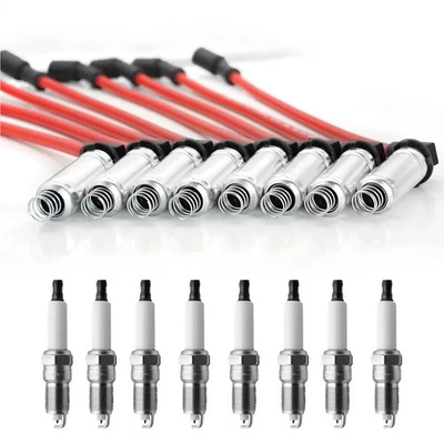 8PCS Spark Plugs With Wires Set for Buick Allure 5.3L V8 2008 48322 19299585 - Image 1 of 4