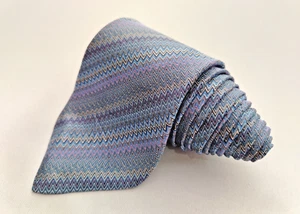 Authentic Missoni Heavy Silk Designer Necktie Stripe Zigzag Pattern On Men Tie - Picture 1 of 8