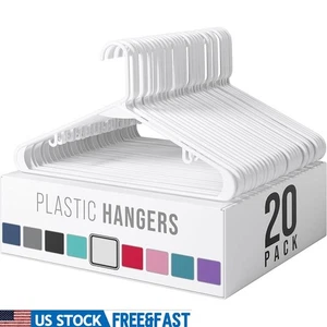 Non-Slip Plastic Hangers Space Saving Durable Clothes Organizers 20 to 100 Pack - Picture 1 of 43