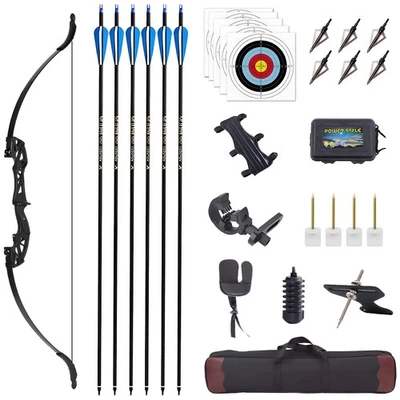 Objetivo de tiro con arco para adultos principiantes 53" derribo arco recurvo flechas carcaj conjunto 40 lb Foto 1 de 4