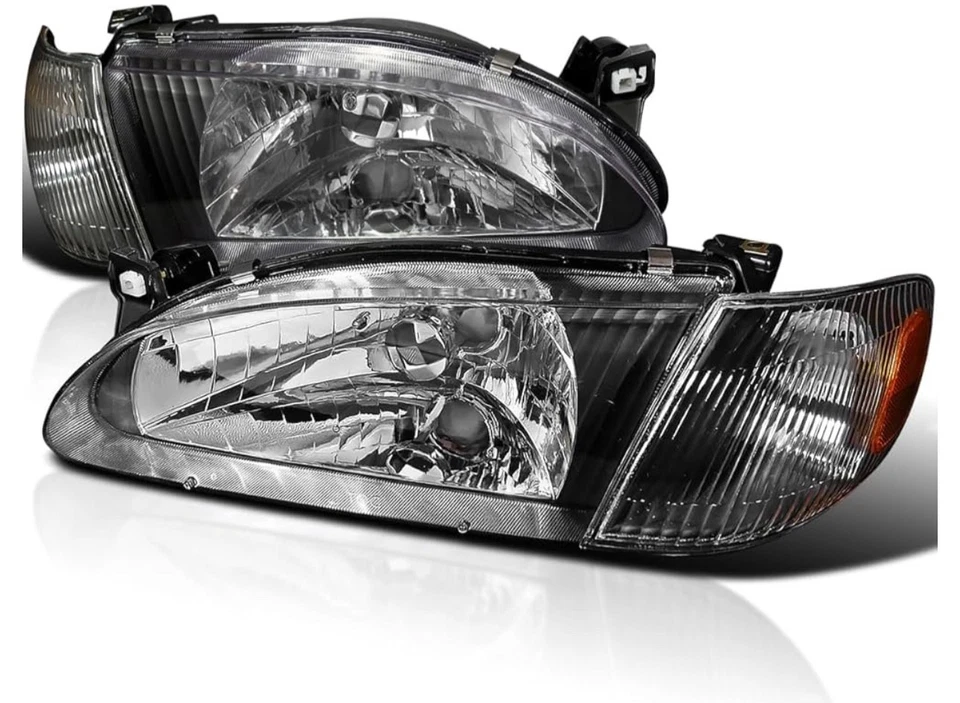 Juego de faros negros y luces de señal de esquina para Toyota Corolla 1998-2000 Foto 1 de 4