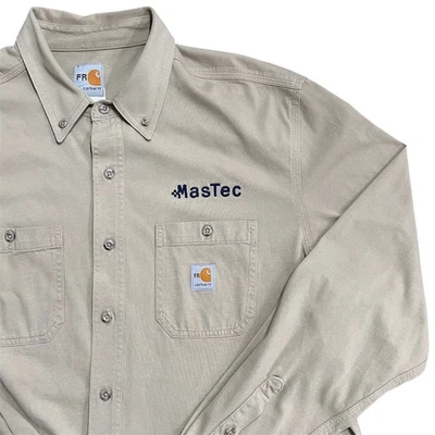 Carhartt Flame Resistant FR MasTec Work Shirt Long Sleeve Tan Mens - Image 1 of 4