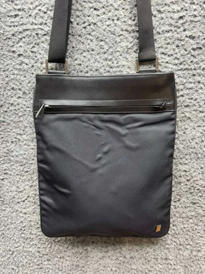Bolso Bandolera Dunhill Negro 10 x 13 Nuevo con Etiquetas Cuero de Vaca Genuino Lona Foto 1 de 4