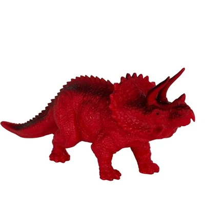 Juguete Rojo Triceratops Dinosaurio Figura Plástico Duro Rojo 6 Pulgadas Fingir Jugar Niños Foto 1 de 4